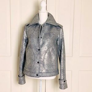 Gryphon silver metallic fabric short jacket M